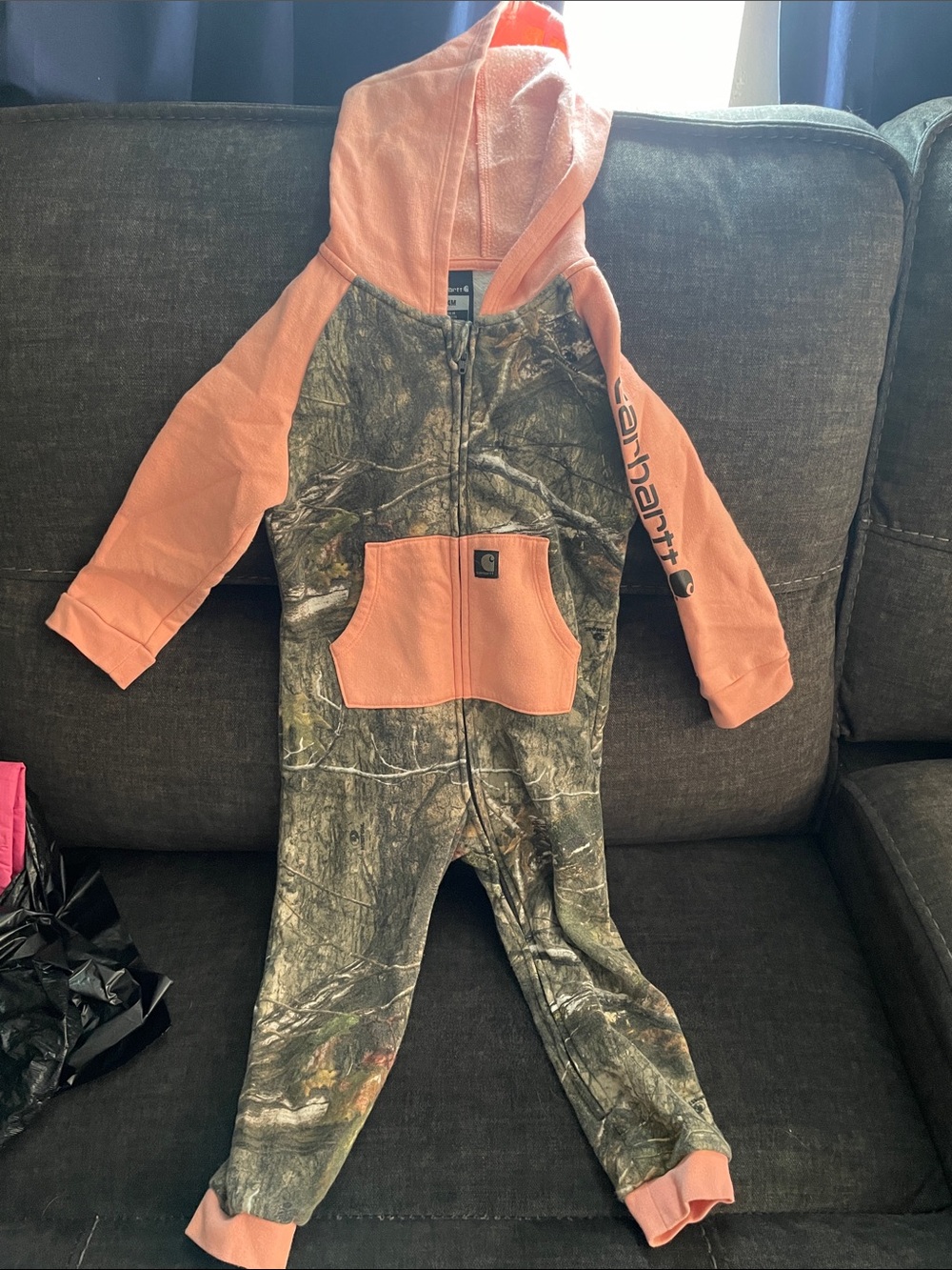Carhartt Pink Camo Kids Hooded Romper